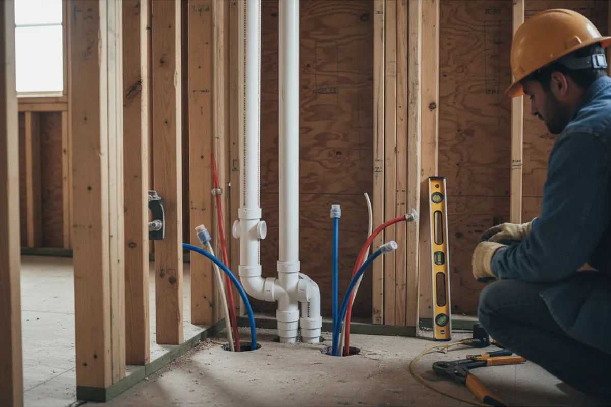 Drain and supply rough-in during Leak Detection in New Carlisle