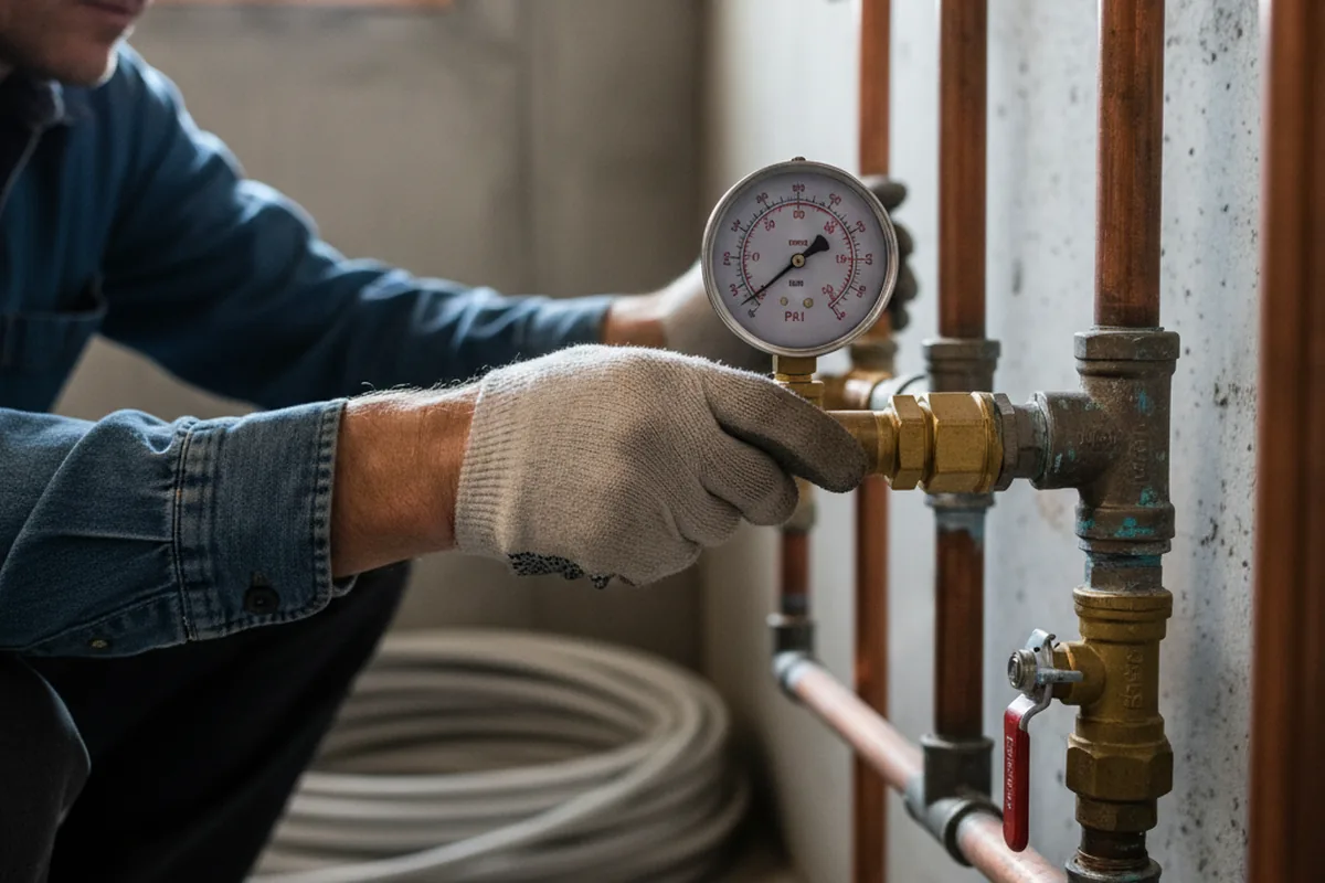 Pressure testing a repaired line during Water Line Repair in New Carlisle